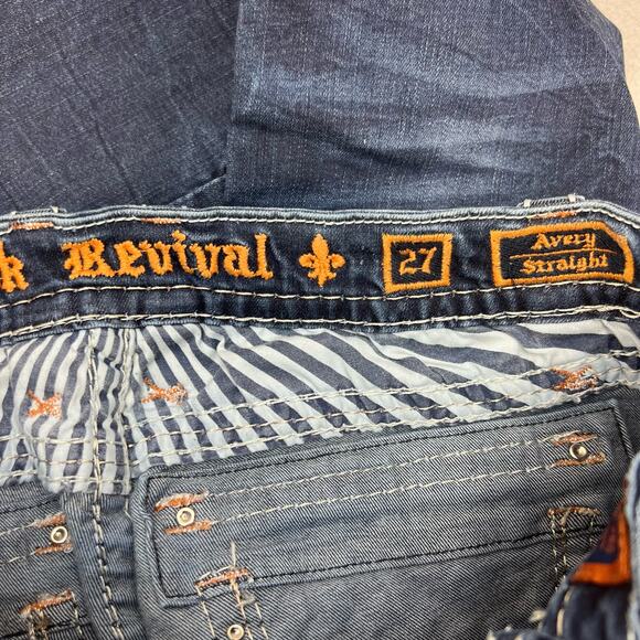 Rock Revival Women's Jeans Size 27 (4) Avery Straight Biker Moto Bling Crystal - Picture 15 of 16